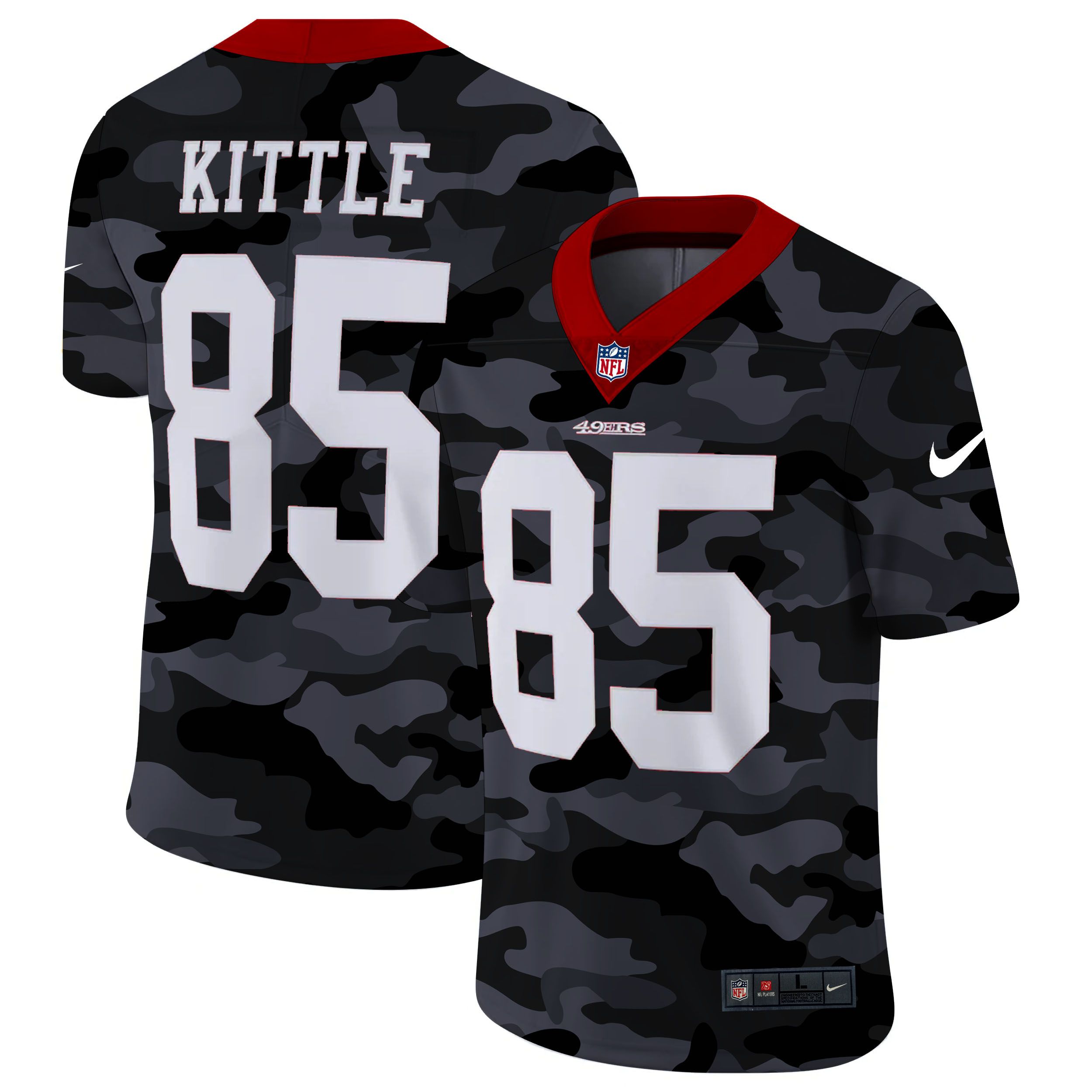 Men San Francisco 49ers #85 Kittle 2020 Nike Camo Salute to Service Limited NFL Jerseys